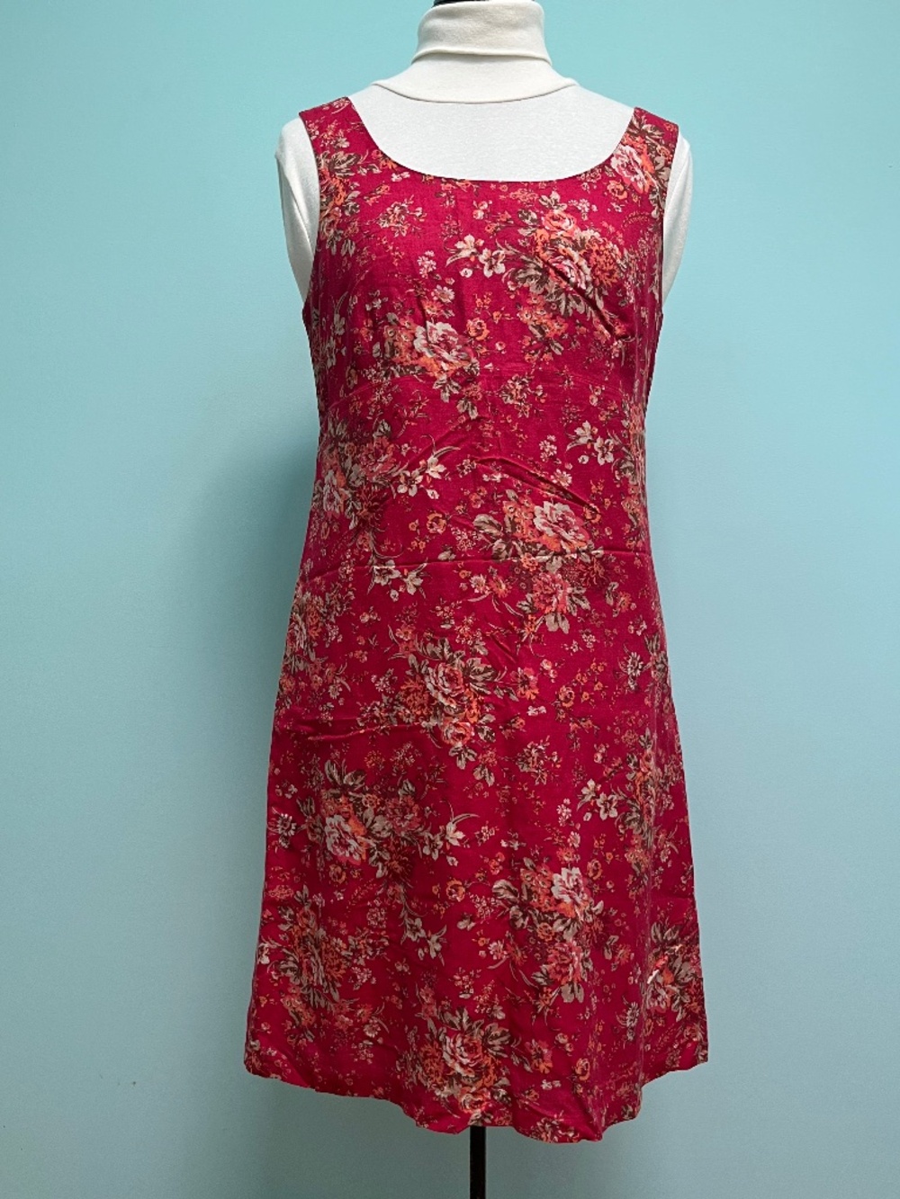 Laura Ashley red linen blend mini-dress size 12